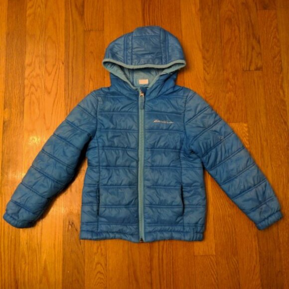 Eddie Bauer Light Blue Packable Puffer Jacket Coat size 5 / 6 SPRING UNISEX - Picture 1 of 8
